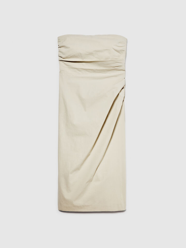 Slim fit dress with rouching - women's midi dresses - Beige | Sisley image number 6